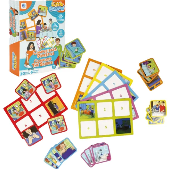 Joc de logică ”Completează poveștile”, (ro), albastru-portocaliu