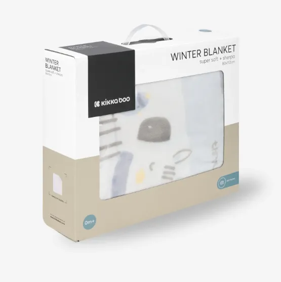 Păturică Kikkaboo Sherpa Stripy Friends Blue, 110x140 cm Păturică Kikkaboo Sherpa Stripy Friends Blue, 110x140 cm