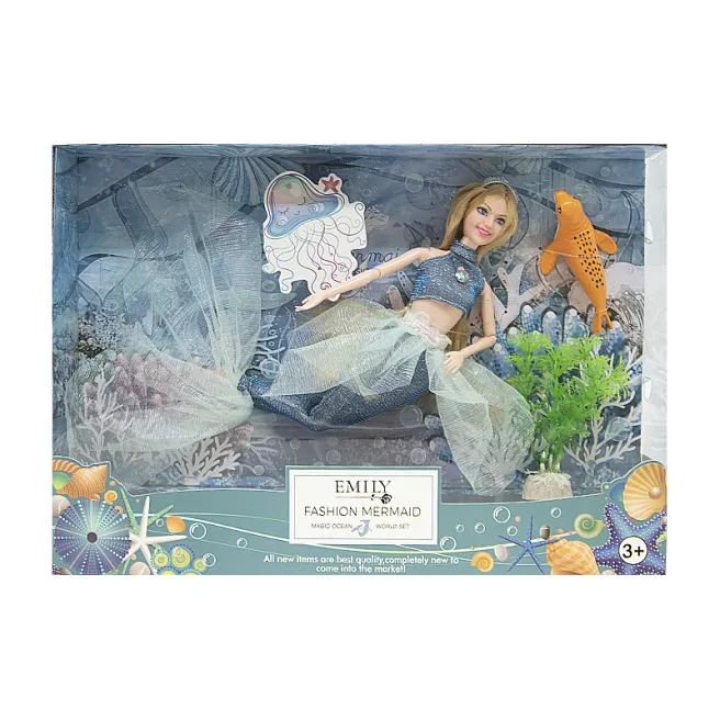 Papusa sirena Emily 30 cm, cu animale marine, cod 672027