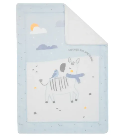 Păturică Kikkaboo Sherpa Stripy Friends Blue, 80x110 cm
