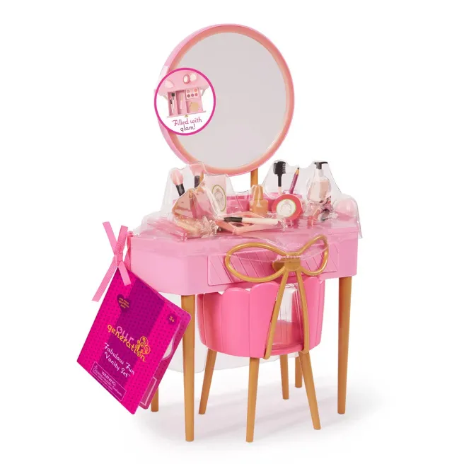 Masă de toaletă Battat cu scaun și accesorii, cod 2048D