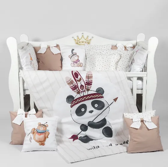 Lenjerie de pătuț 8 piese PM Premium Panda