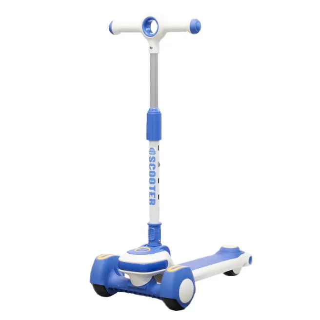 Детский самокат складной, со светящимися колёсами, синий