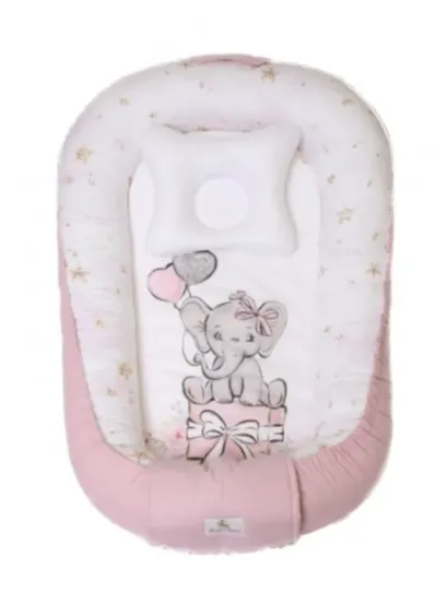 Babynest pentru bebeluș PM Premium Elefant Roz