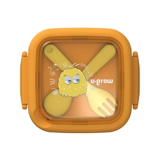 Caserolă 2 în 1 cu Linguriță și Furculiță, Galbenă, U-Grow Caserolă 2 în 1 cu Linguriță și Furculiță, Galbenă, U-Grow