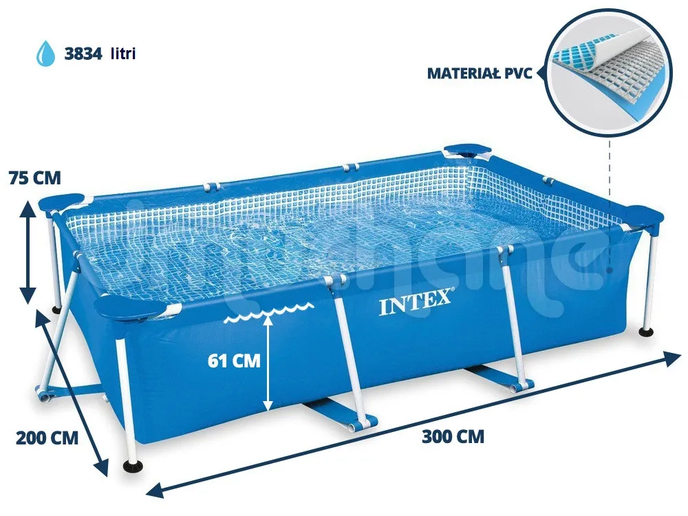 Бассейн (72x200x300 см) 3834 литров Арт. 28272