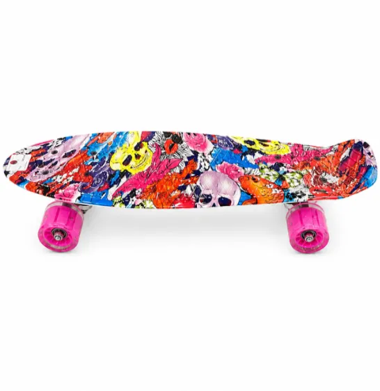 Penny board cu lumina YB-104 (pe ambele parti) Graffiti, cod 136696