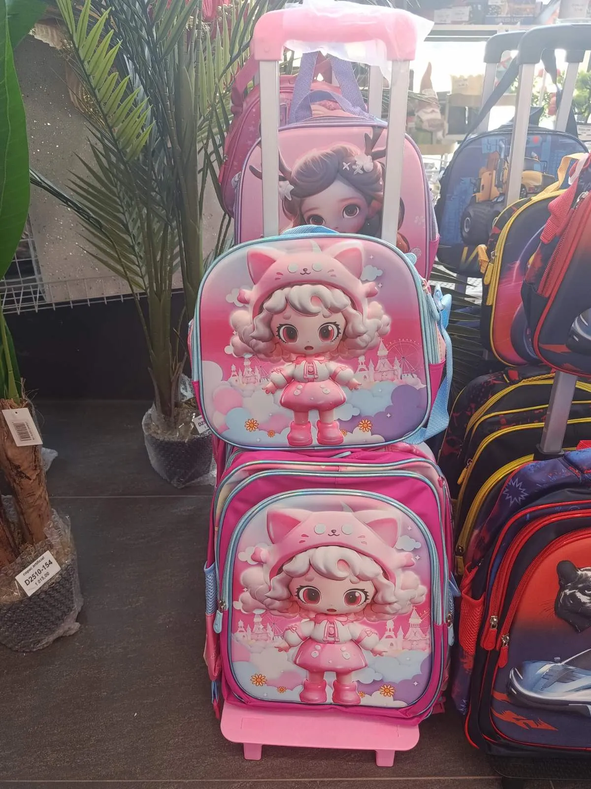 rucsac școlar pe roți păpușică