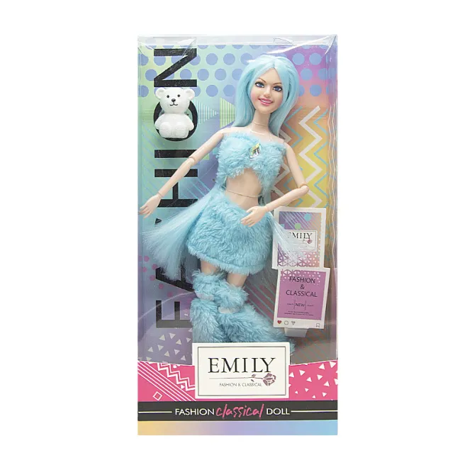 Papusa Emily 30 cm, cu urs, albastra,cod 672032
