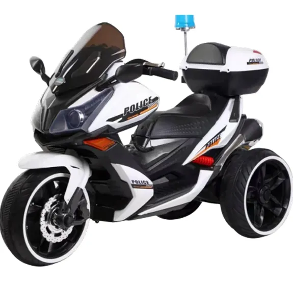 Детский электрический полицейский мотоцикл с рацией, белый (34565)