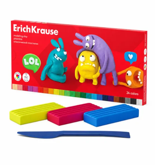 Plastilina ErichKrause Jolly Friends 24 culori , 432 g