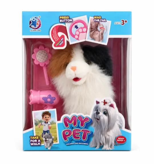 Cățeluș interactiv cu accesorii, negru-maro, cod 10362a