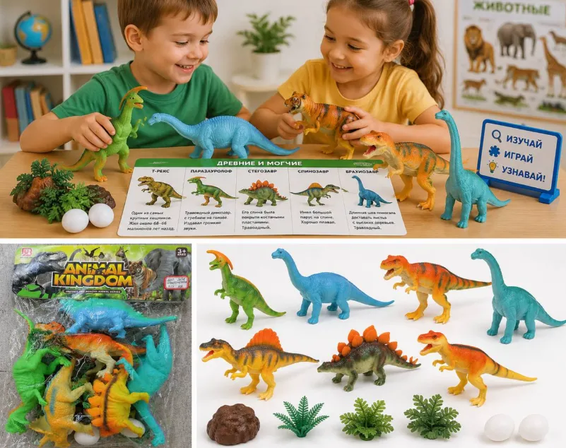 Set de figurine dinozauri preistorici cu accesorii