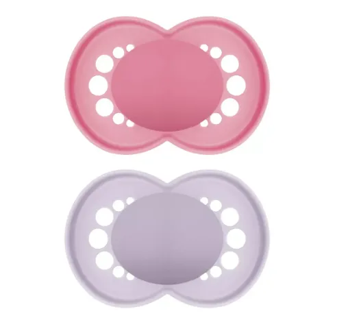 Пустышка ортодонтическая силиконовая MAM Original Mat Girl (16+ мес), 2 шт.
