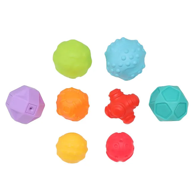 Set mingi senzoriale viu colorate de diferite forme 8 buc, cod 1047D