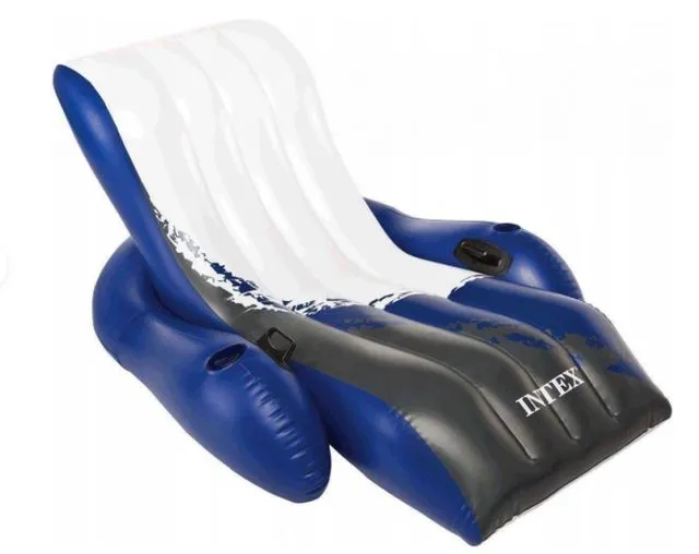 Șezlong gonflabil de înot 180x135 cm cu suport pentru pahare și mânere, până la 100 kg art. 58868