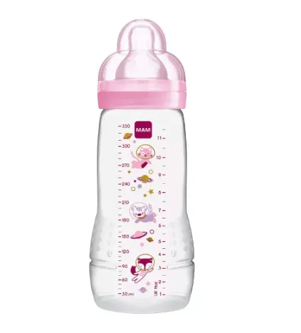 Biberon pentru bebeluși din plastic MAM Easy Active Space Adventure Girl, 330 ml