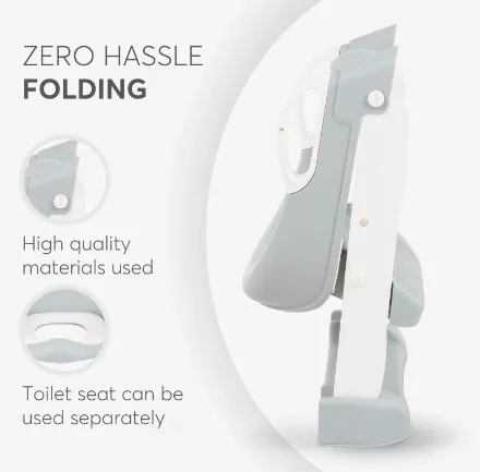Colac pentru WC copii cu scară Kikkaboo Lea Grey, 12 luni + Colac pentru WC copii cu scară Kikkaboo Lea Grey, 12 luni +