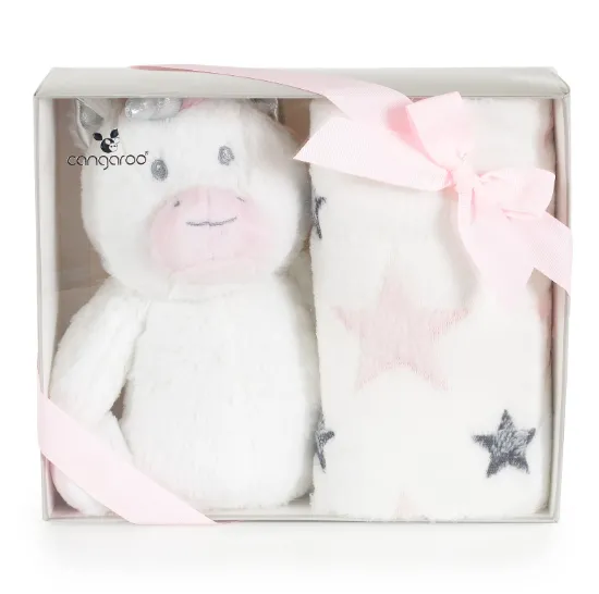 Păturică cu jucărie Moni Unicorn Stars White, 90x75 cm Păturică cu jucărie Moni Unicorn Stars White, 90x75 cm