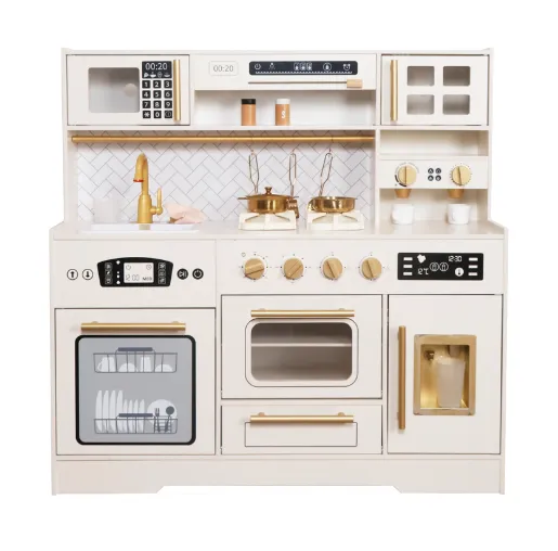 Bucătărie din lemn cu accesorii și funcții, 91*29*90cm, Alb, W10C923B