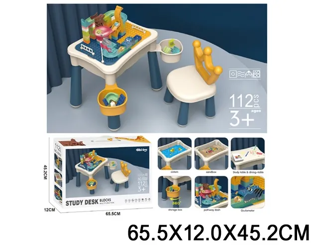  Столик со стульчиком с Конструктором (112 эл) Арт.80077