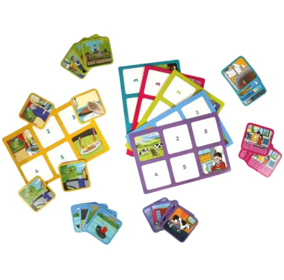 Joc de logică ”Completează poveștile”, (ro), galben-mov Joc de logică ”Completează poveștile”, (ro), galben-mov