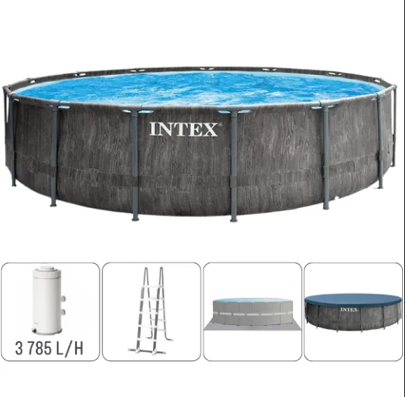 INTEX Piscină GREYWOOD PRISM FRAME PREMIUM 457×122cm, 16805L, cadru metalic, cu pompă de filtrare