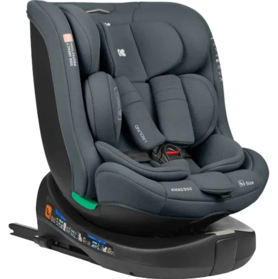 Scaun auto 40-150 cm (i-Size) Isofix KikkaBoo i-Round Dark Grey, rotativ 360
