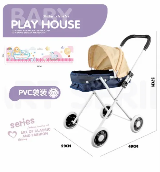 Carucior pentru papusi albastra/bej THM816-X