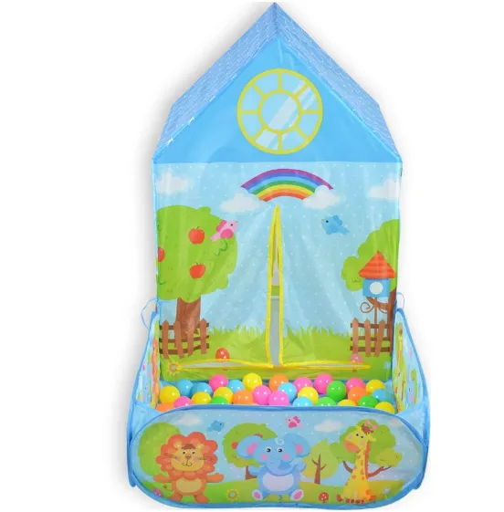 Cort pentru copii Moni Zoo 2 in 1 cu 50 bile Blue Cort pentru copii Moni Zoo 2 in 1 cu 50 bile Blue