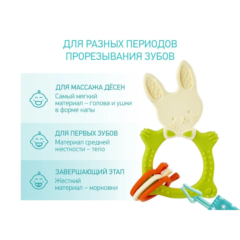 Inel gingival Roxy Kids „Bunny” cu lantisor (RBT-001GNSC) Verde Inel gingival Roxy Kids „Bunny” cu lantisor (RBT-001GNSC) Verde