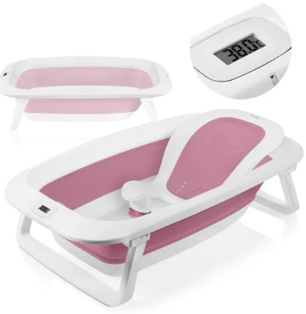 Cadita pliabila cu termometru Lionelo BabyBubble Pink Magnolia, 85 cm Cadita pliabila cu termometru Lionelo BabyBubble Pink Magnolia, 85 cm