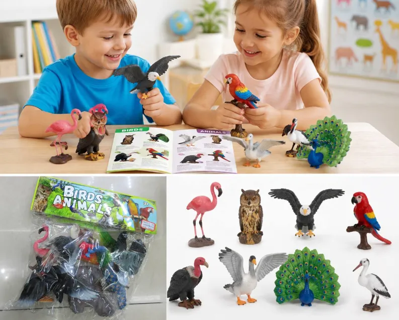 Set de figurine cu păsări sălbatice pentru învățare și joacă