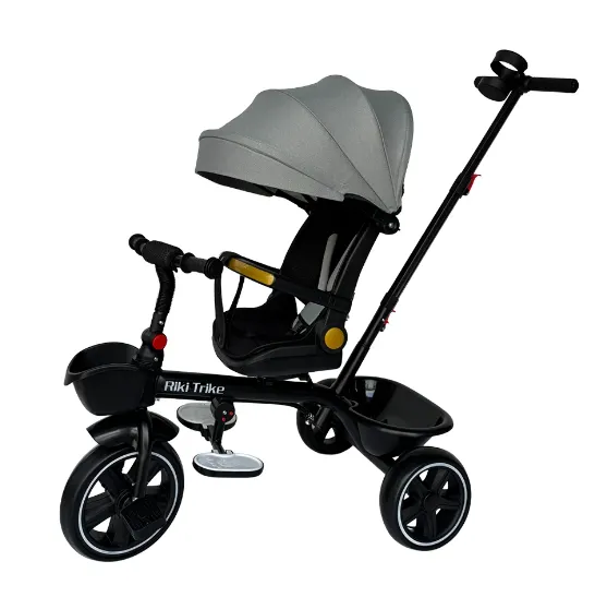 Tricicletă pentru copii cu scaun rotativ 360°, gri (95728)