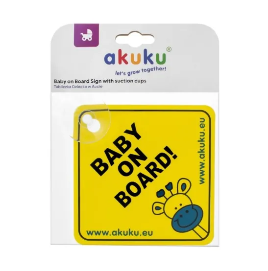 Semn auto Akuku Baby on Board Yellow Semn auto Akuku Baby on Board Yellow