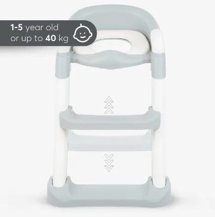 Colac pentru WC copii cu scară Kikkaboo Lea Grey, 12 luni + Colac pentru WC copii cu scară Kikkaboo Lea Grey, 12 luni +