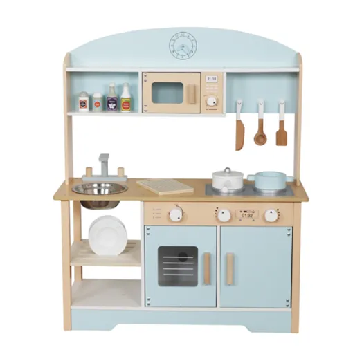 Bucatarie din lemn cu accesorii si functii 68*25.6*81 cm, albastra W10C573H