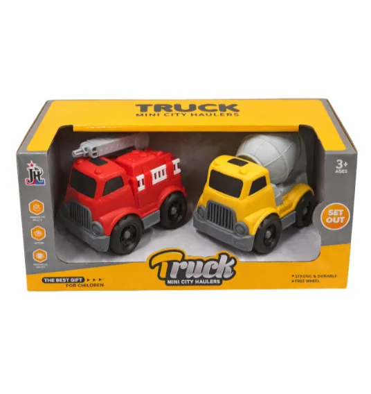 Set mașini inerțiale Mini City Haulers (betonieră, pompieri), cod 962041