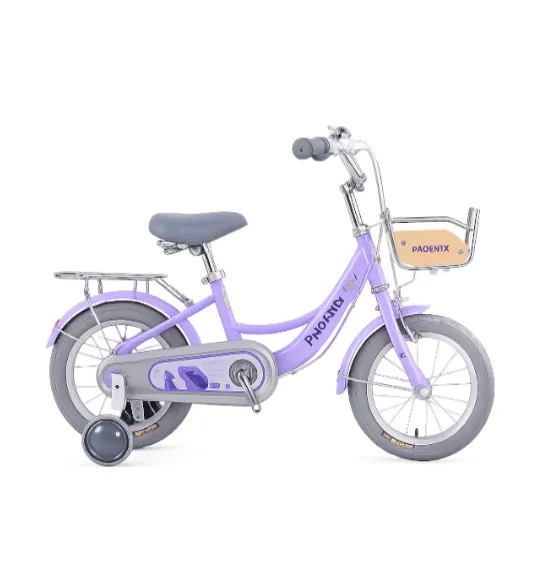 Bicicletă pentru copii cu 4 roți, 14 inci, violet, cod 2360D