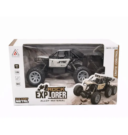Mașină Rock Crawler 1:18, 6 roți, cu telecomanda, metal, argintie, cod 2401D