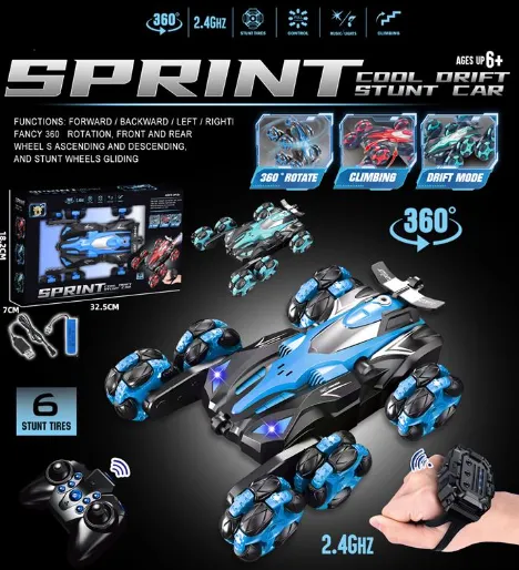 Mașină sprint cu 2 telecomenzi, 6 roți, baterie, JC-532