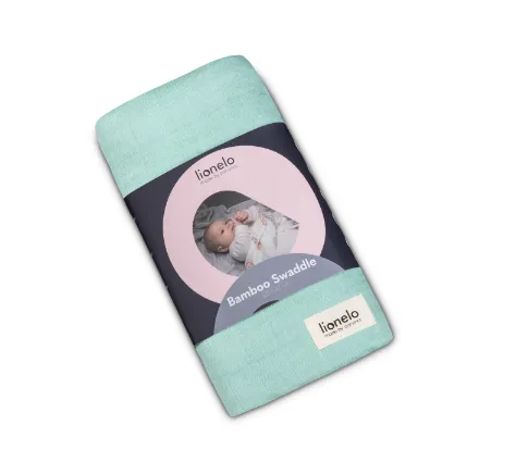 Plapumă Lionelo Bamboo Swaddle Green Mint, 120x120 cm