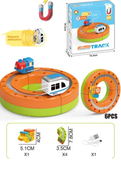 Tren magnetic cu sina magnetica (8 piese), USB, 655-3A