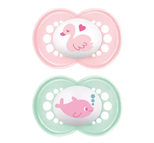 Пустышка ортодонтическая силиконовая MAM Original Sealife Girl (6+ мес), 2 шт.