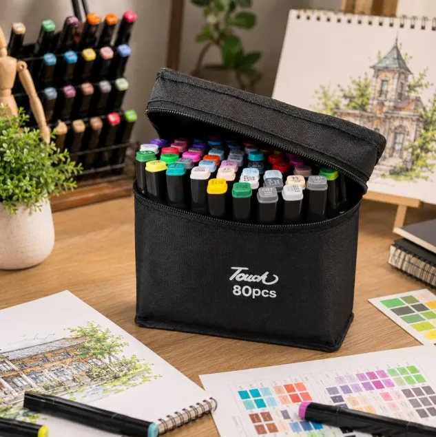 Set de markere pe bază de alcool Touch Twin – 80 de culori – în etui textil