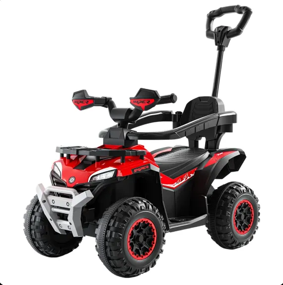 ATV electric pentru copii cu mâner parental, muzică și lumini, design off-road, roșu (948267)