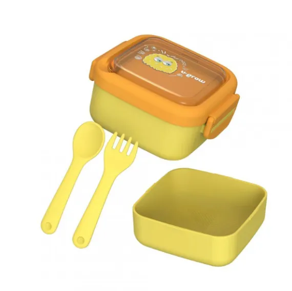 Caserolă 2 în 1 cu Linguriță și Furculiță, Galbenă, U-Grow Caserolă 2 în 1 cu Linguriță și Furculiță, Galbenă, U-Grow