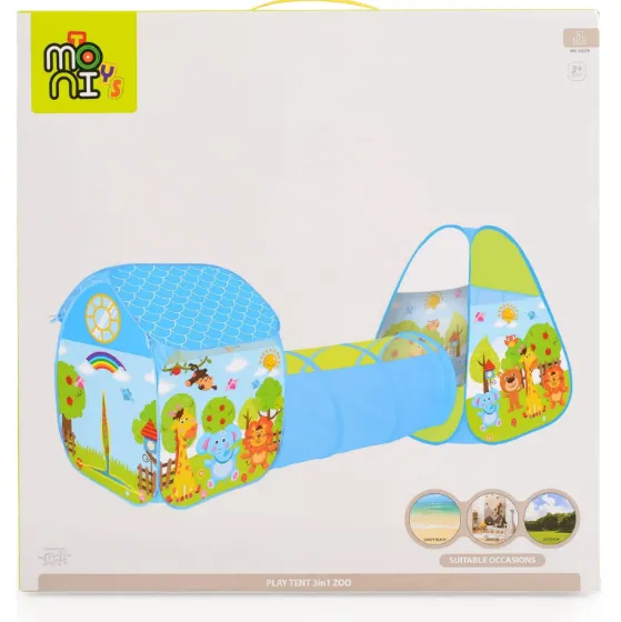 Cort pentru copii Moni Zoo 3 in 1 Blue Cort pentru copii Moni Zoo 3 in 1 Blue