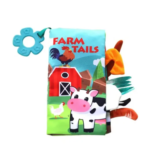 Carte educationala Kikkaboo Cloth book with teether Farm Tails