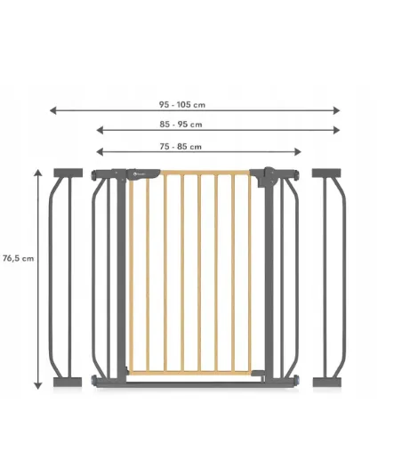 Poartă de siguranță Lionelo Truus Slim Gri Graphite, 75-105 cm Poartă de siguranță Lionelo Truus Slim Gri Graphite, 75-105 cm
